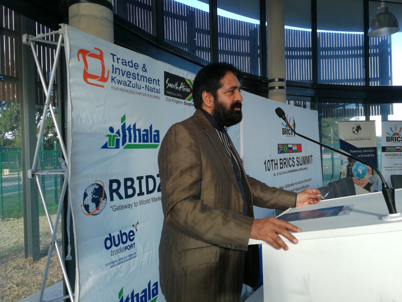 Professor Anil Sooklal, South African BRICS ambassador, speaking at a BRICS roundtable event at the Richards Bay Industrial Development Zone this afternoon, 17 July 2018. Picture: ANA