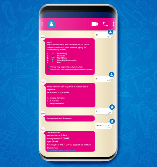 Here's how to manage FlySafair flight details via WhatsApp