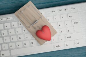 love trap and online dating fraud concept