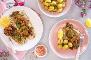 Recipe of the day:Baked fish with mushroom caponata, Picture supplied