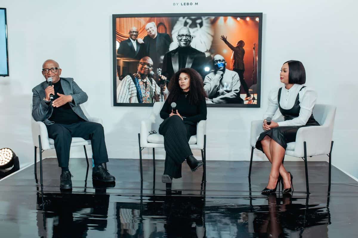 Lebo M, biographer Soentjie Xavier and host Minnie Dlamini