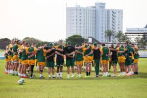 Springboks in a huddle