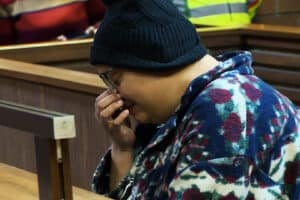 Tiffany Meek, Mother of son who she allegedly accused cries as she appeared in court for bail application. Photo: Carlos Muchave