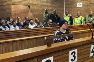 Fleurhof resident, Tiffany Meek appears at the Roodepoort Magistrate court in Roodepoort, 23 July 2025, for bail applications for her murder charges of her 11 year old Jayden Lee Meek and attempting to defeat the course of justice. Tiffany Meek's case its on its fourth day and her defence counsel is expected to cross examine the investigating officer. Picture :Nigel Sibanda/The Citizen