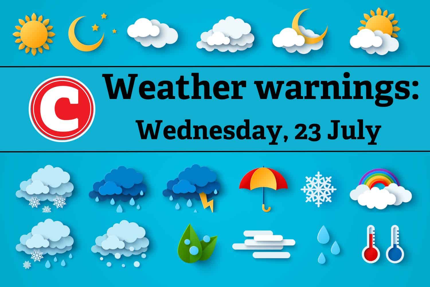 Weather forecast 23 July 2025