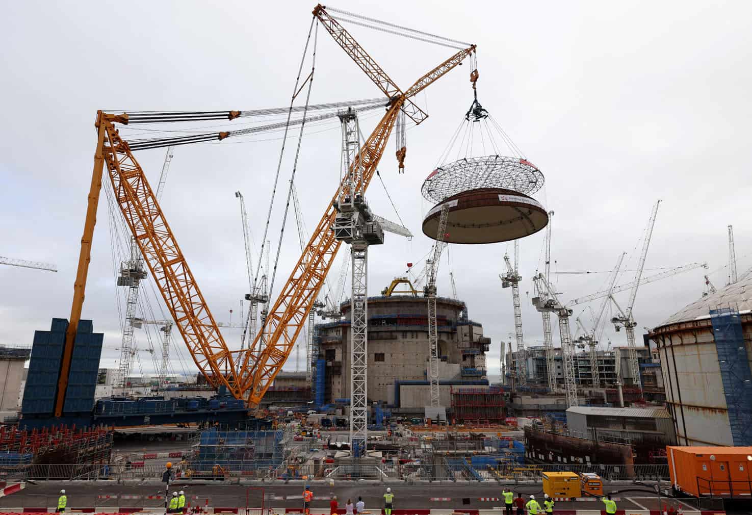 Engineering teams work as the world's largest land crane