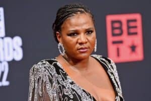 MaMkhize posing for a photo at the BET awards red carpet