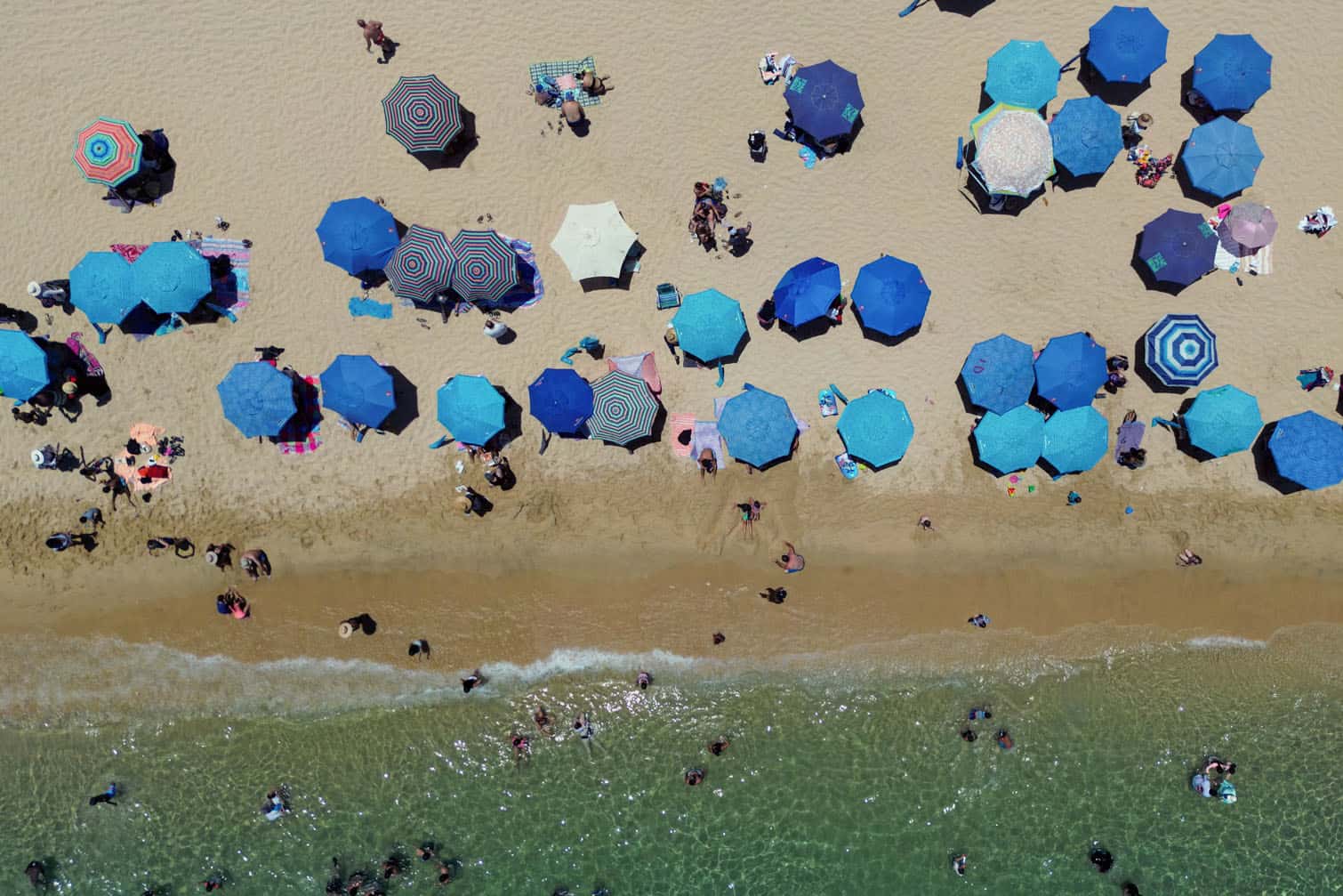 An aerial view of tourists