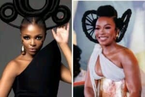 Simphiwe Dana and Nomzamo Mbatha showing off their beautiful hairstyles