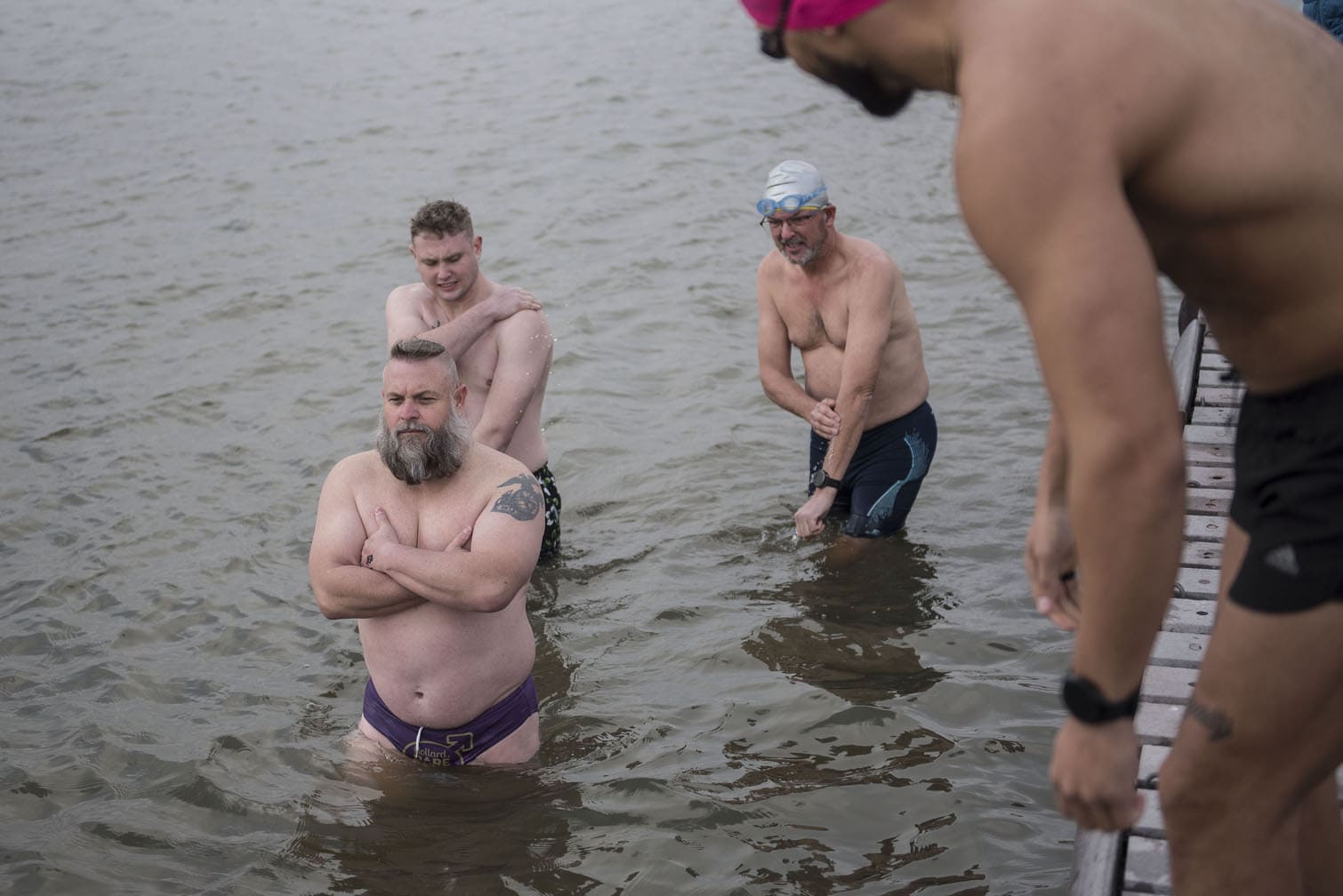 Polar bear mid-winter swim in Benoni