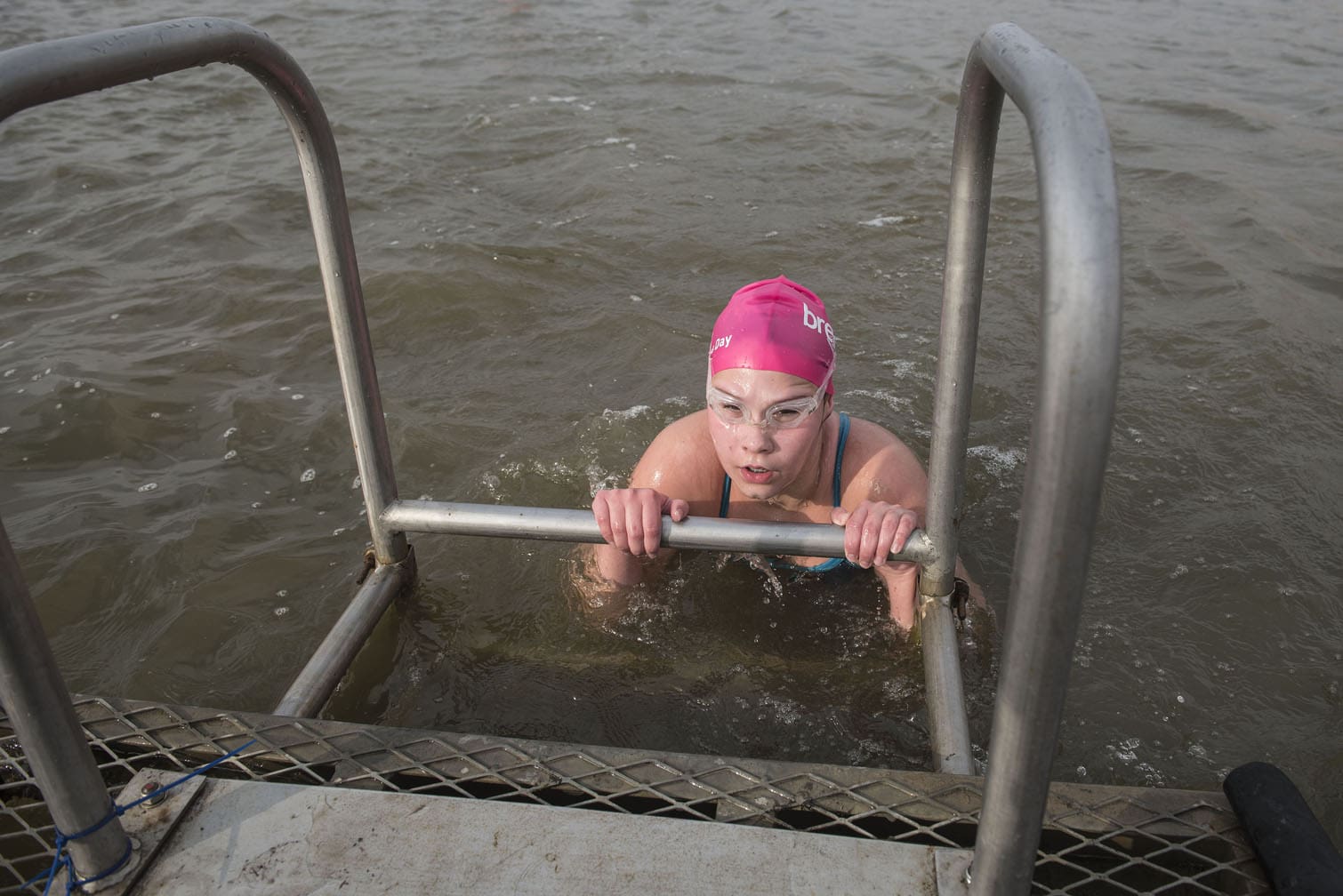 Polar bear mid-winter swim in Benoni