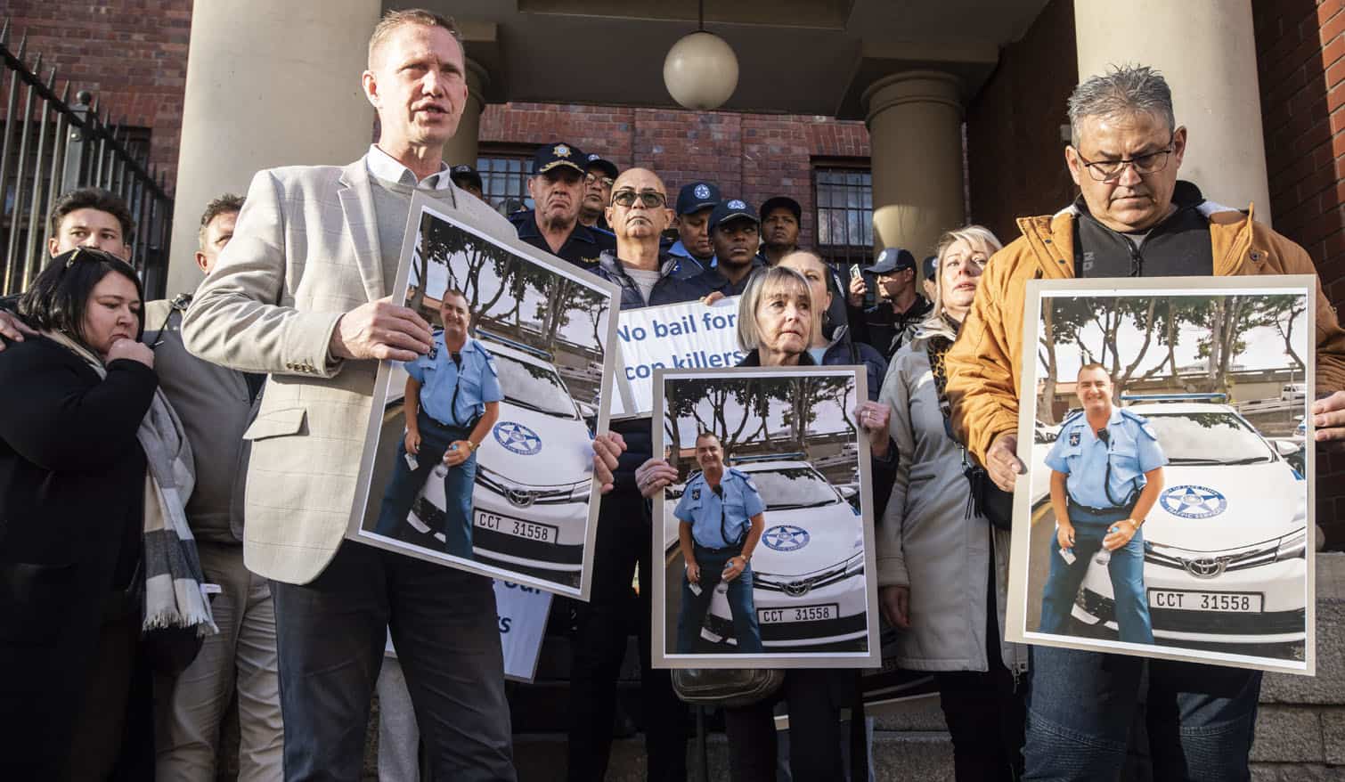 Protest For Slain Traffic Officer Walton Van Rooyen Family Outside Cape Town Magistrate's Court