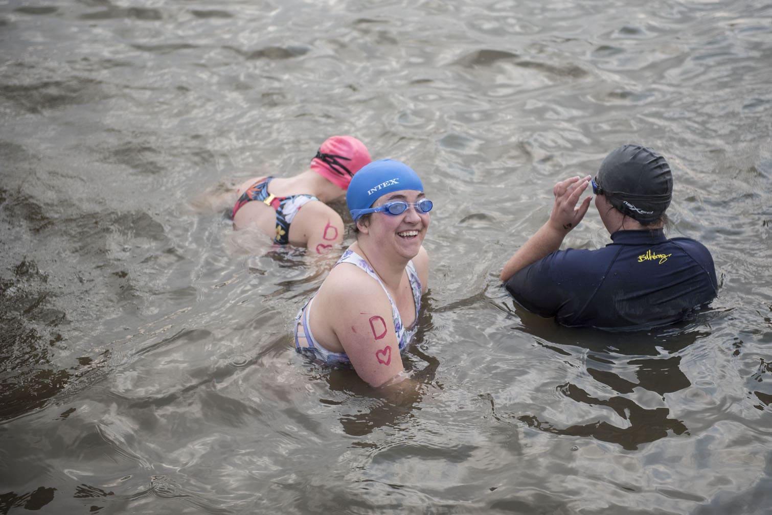 Polar bear mid-winter swim in Benoni