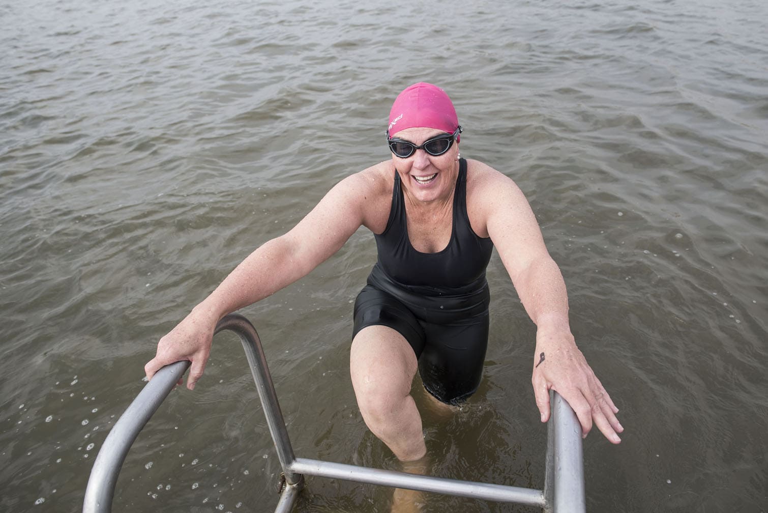 Polar bear mid-winter swim in Benoni