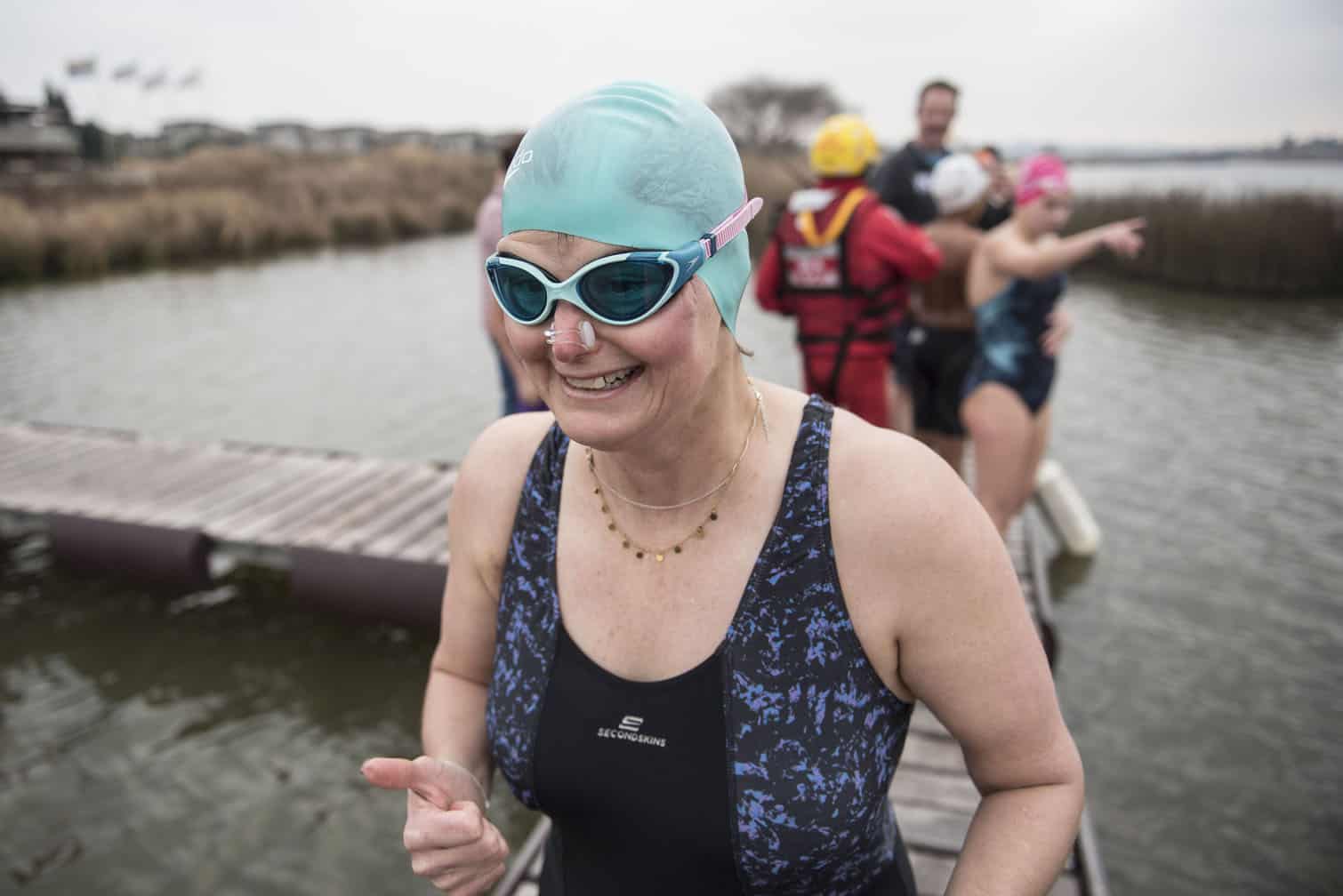 Polar bear mid-winter swim in Benoni