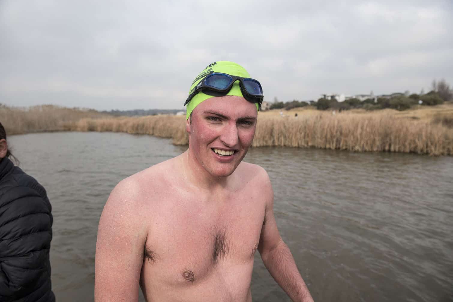 Polar bear mid-winter swim in Benoni