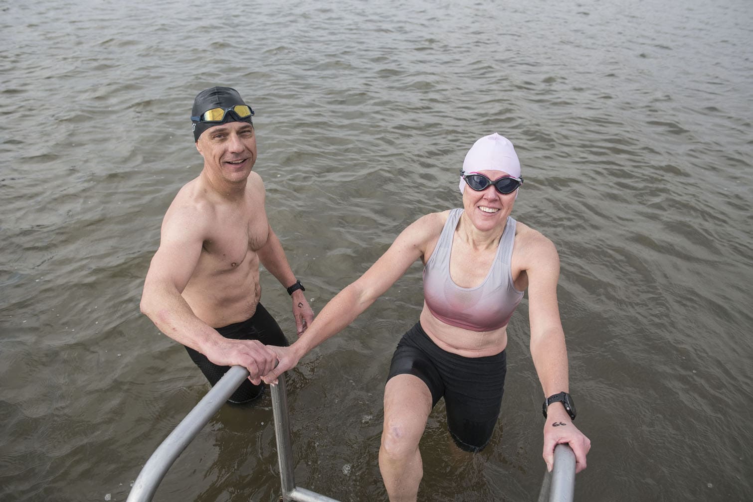 Polar bear mid-winter swim in Benoni