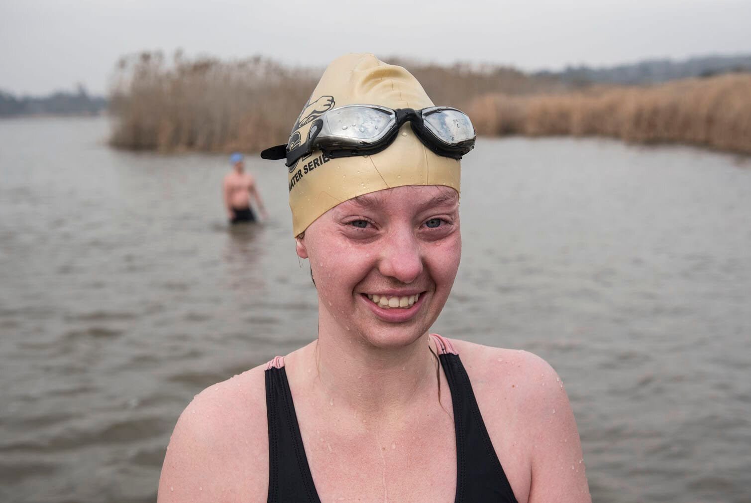 Polar bear mid-winter swim in Benoni