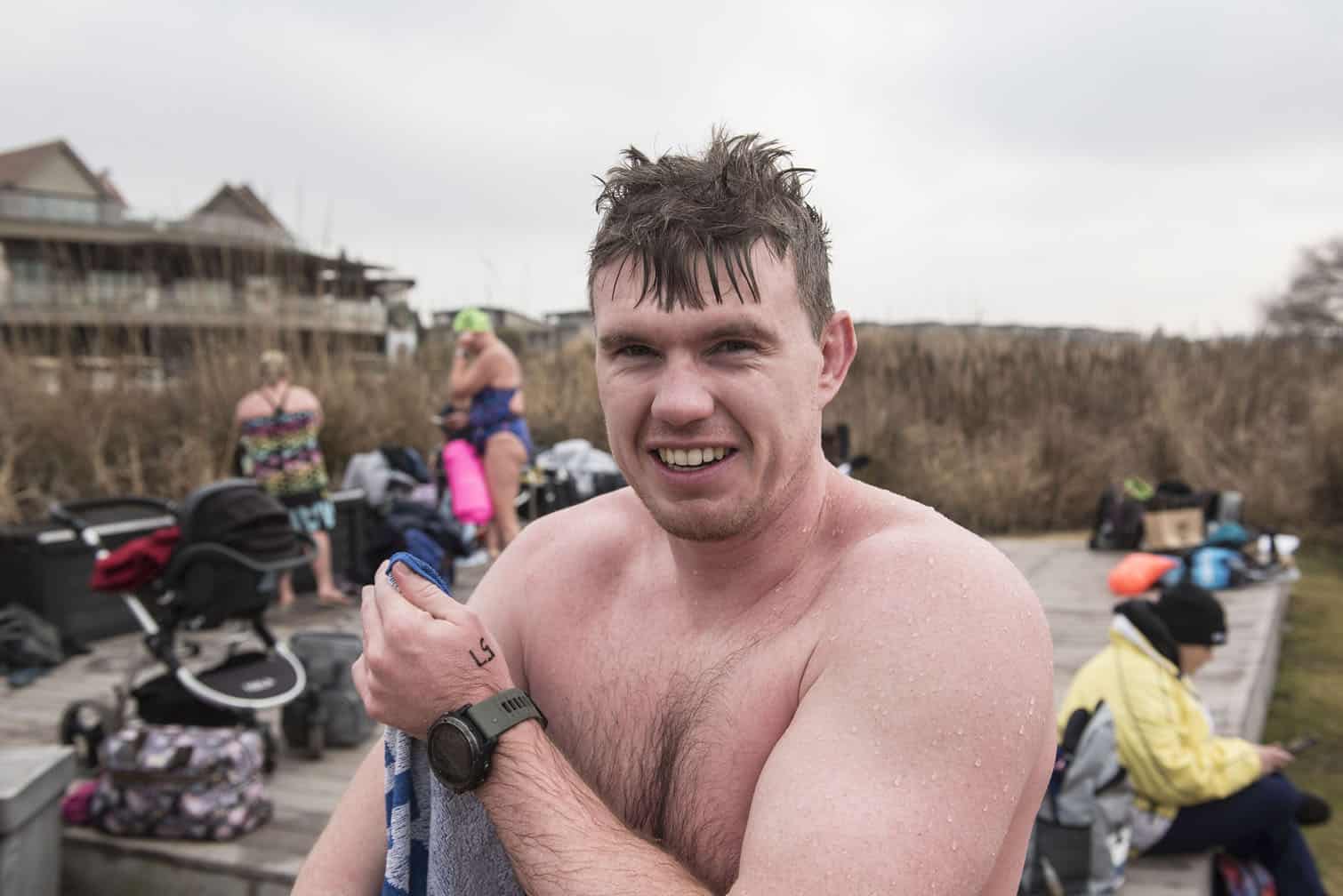 Polar bear mid-winter swim in Benoni