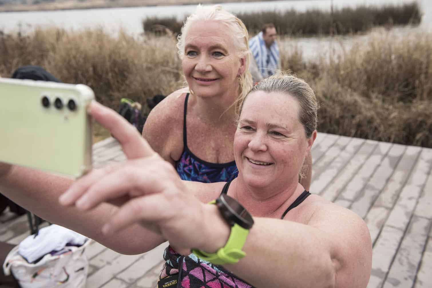Polar bear mid-winter swim in Benoni