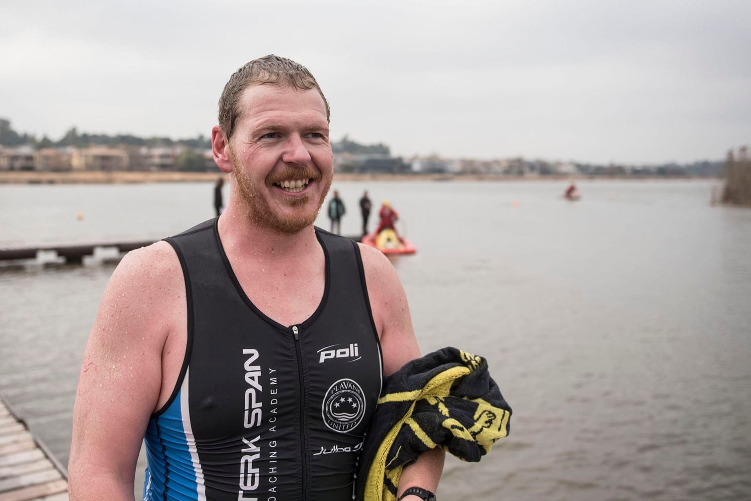 Polar bear mid-winter swim in Benoni