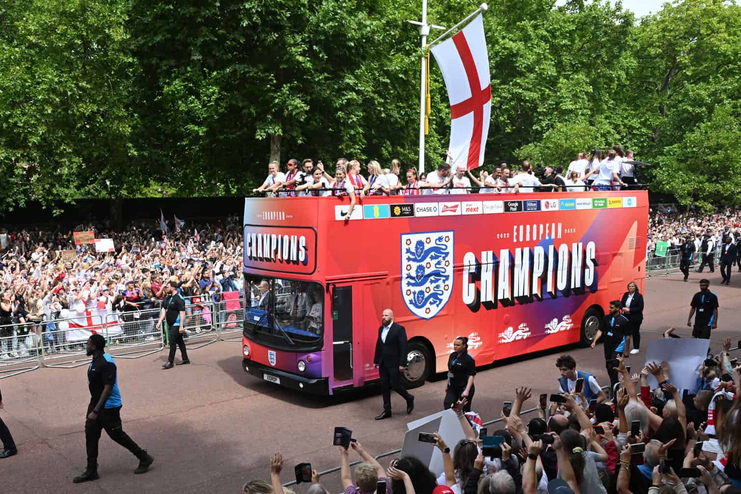 Fans cheers as the England women's national football team