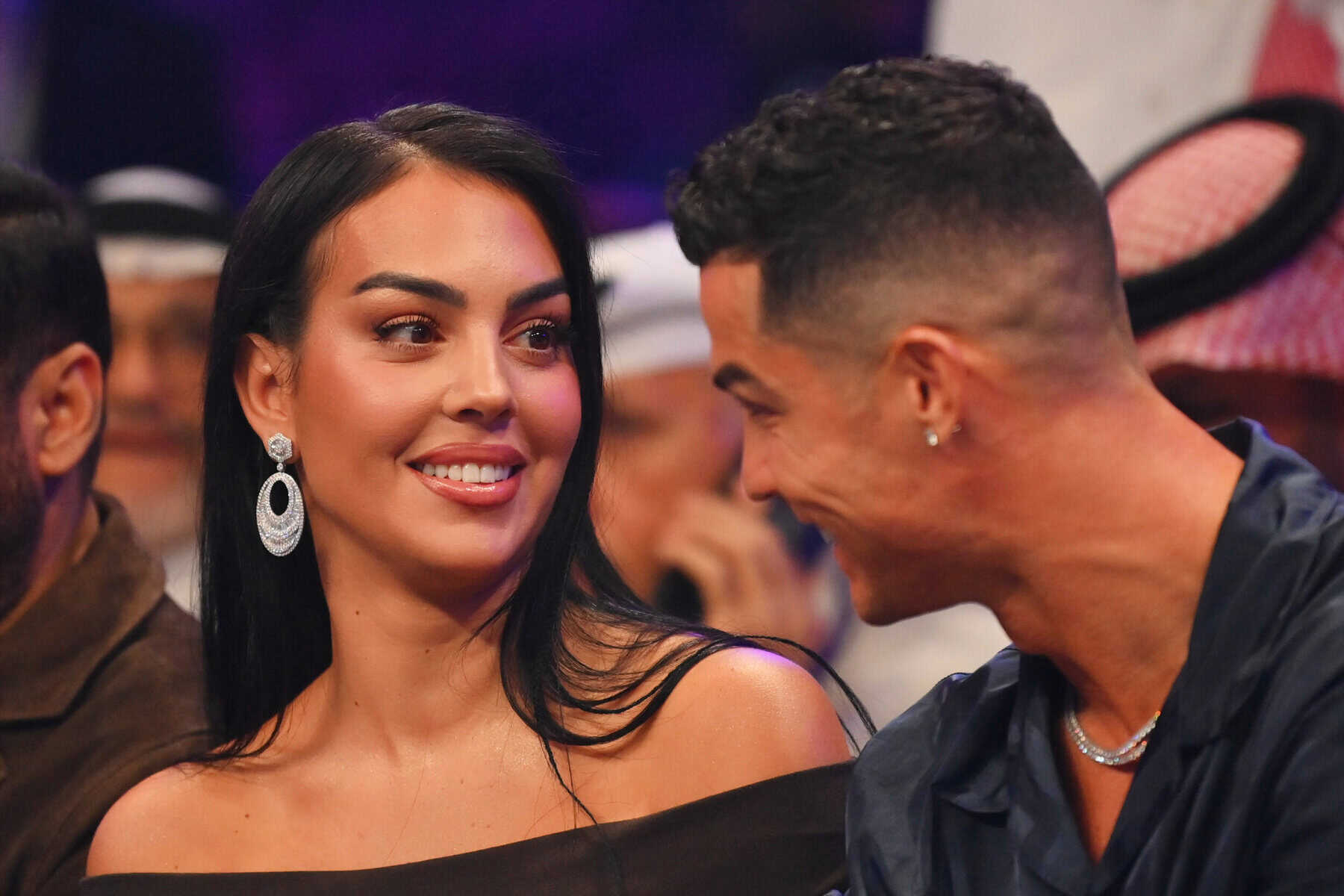 Cristiano Ronaldo and his wife Georgina Rodríguez at Boulevard Hall on October 28, 2023 in Riyadh, Saudi Arabia. Picture via Justin Setterfield/Getty Images