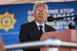 Acting Minister of Police, Professor Firoz Cachalia, at the Passing Out Parade in Bhisho, Eastern Cape on 15 August 2025.