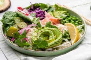 Avocado rose noodle bowl recipe