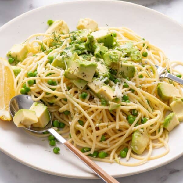 LEMONY AVOCADO PEA PASTA, Picture supplied