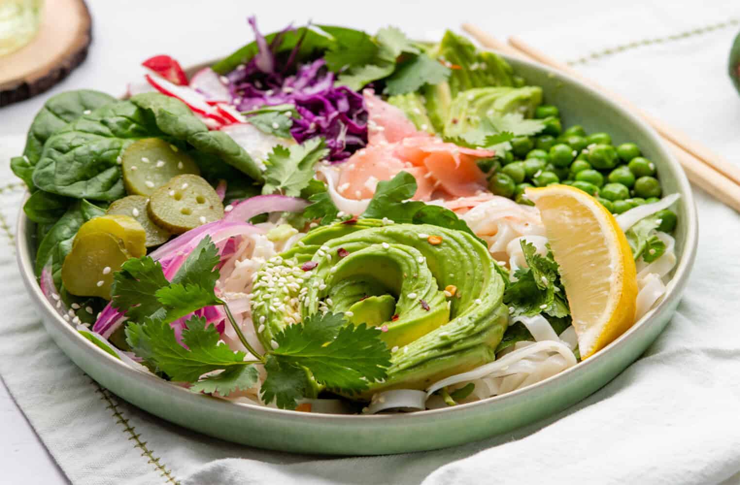 Avocado rose noodle bowl recipe