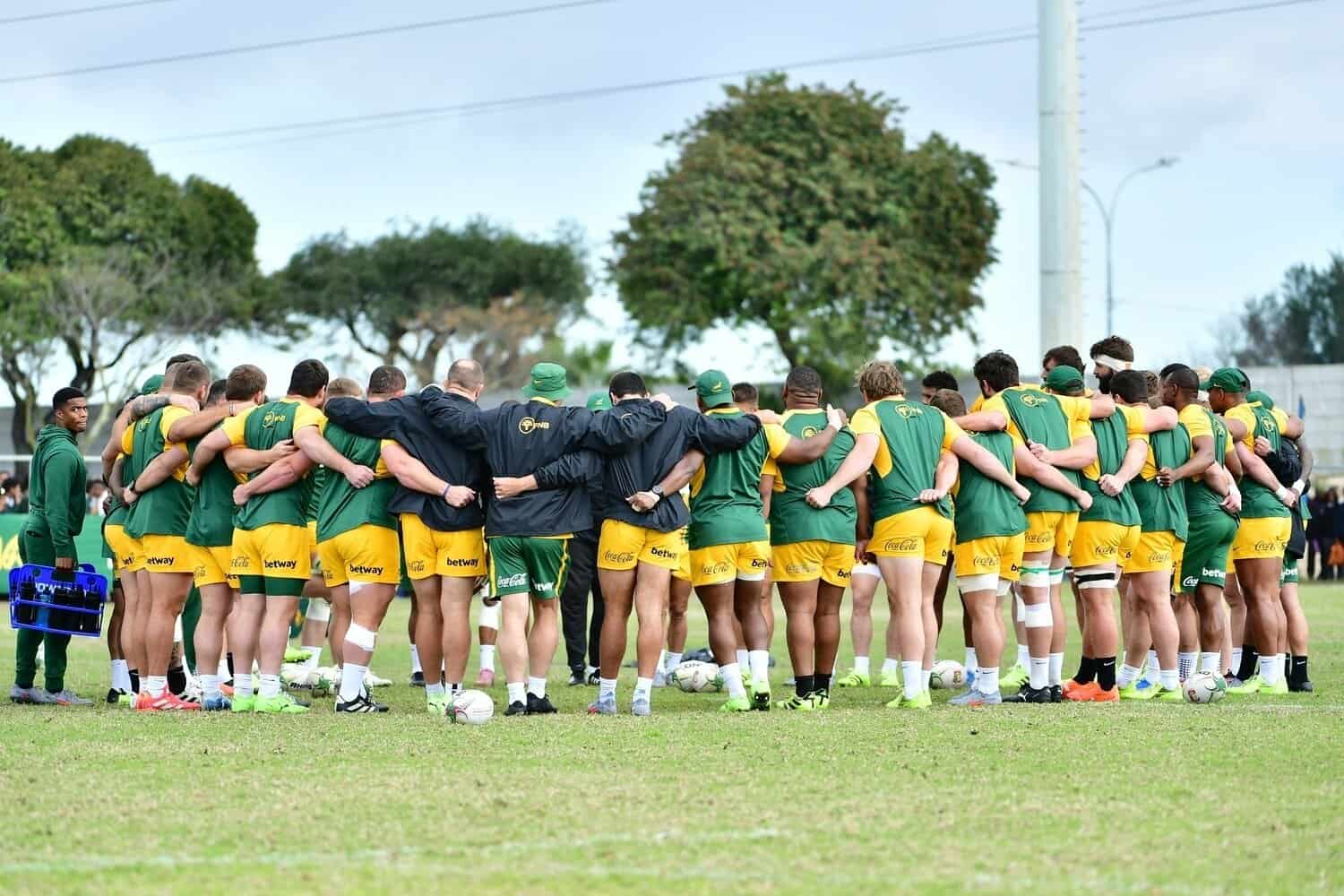 Springboks team huddle