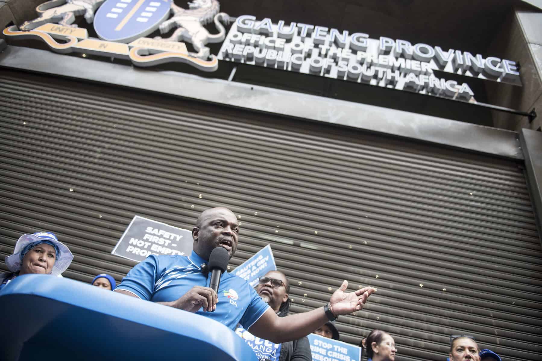 DA protest Lesufi crime police Gauteng