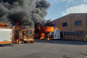 Greyhound buses destroyed in fire at Jet Park depot, Boksburg