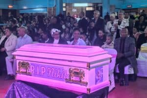 baby Nikita coffin at funeral service