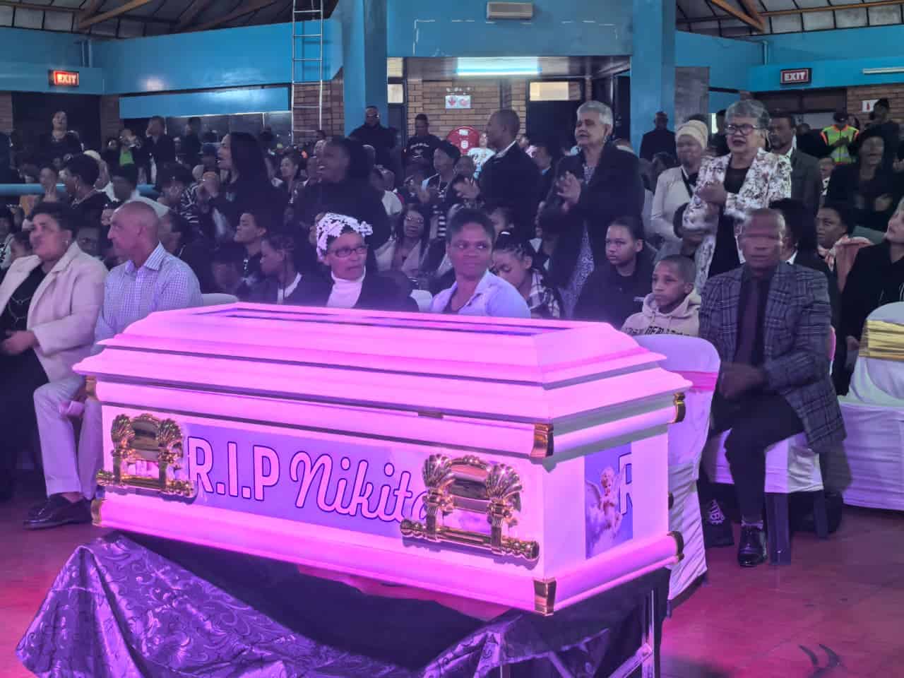 baby Nikita coffin at funeral service