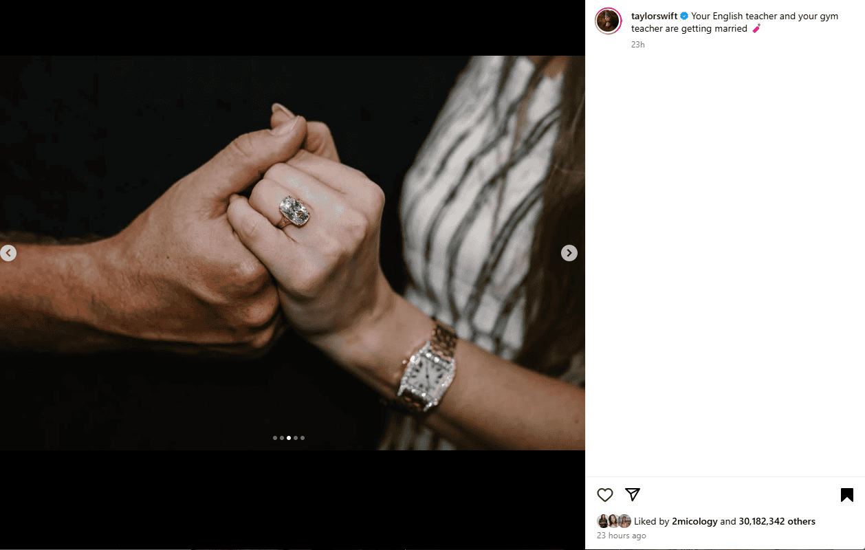 Taylor Swifts ring ,Picture Intagram