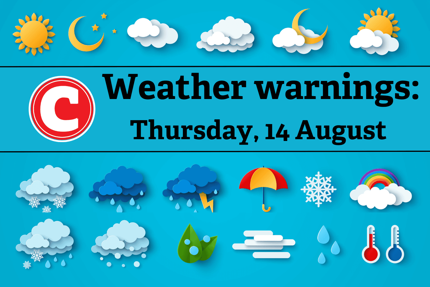 Weather forecast 14 August 2025