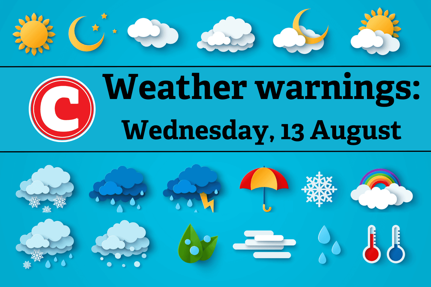 Weather forecast 13 August 2025