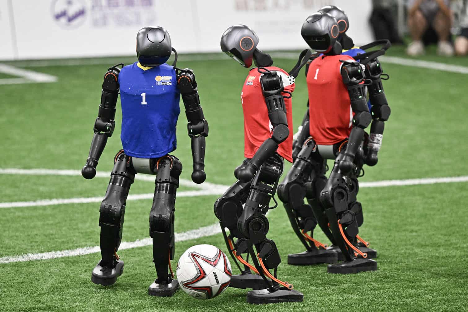 Humanoid robots vie for the ball