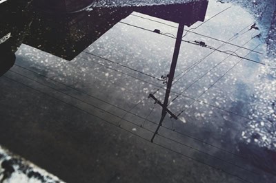 Flood water reflection