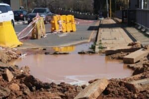 A burst pipe on Glenhove Road and Central Street in Houghton.