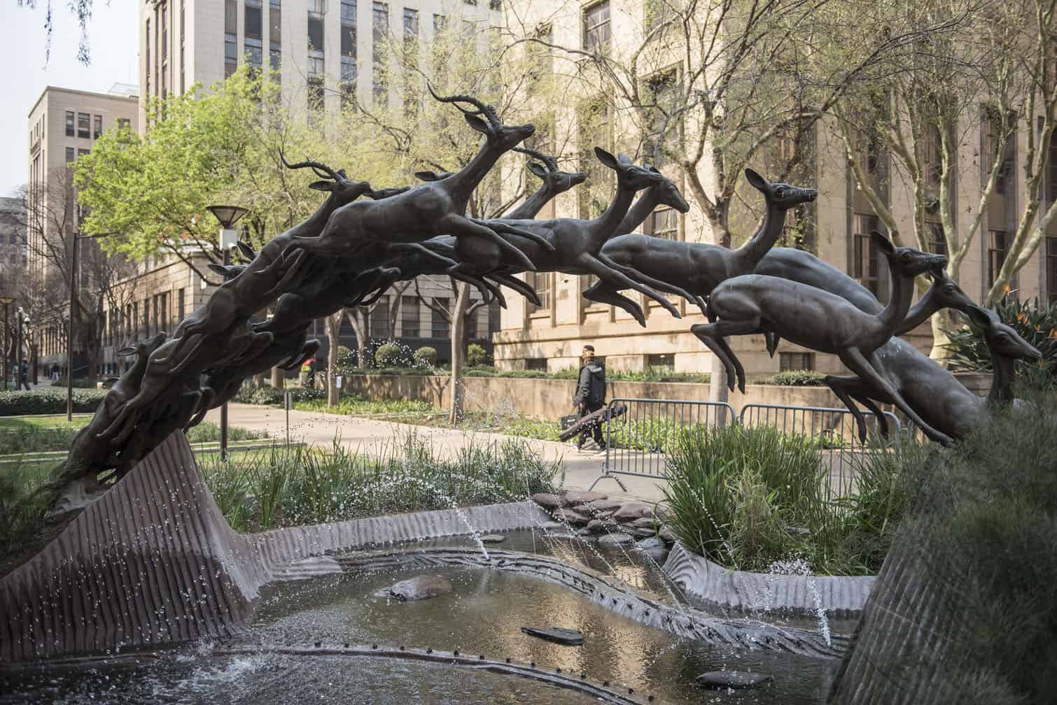 Joburg's famous "Leaping Impala" sculpture