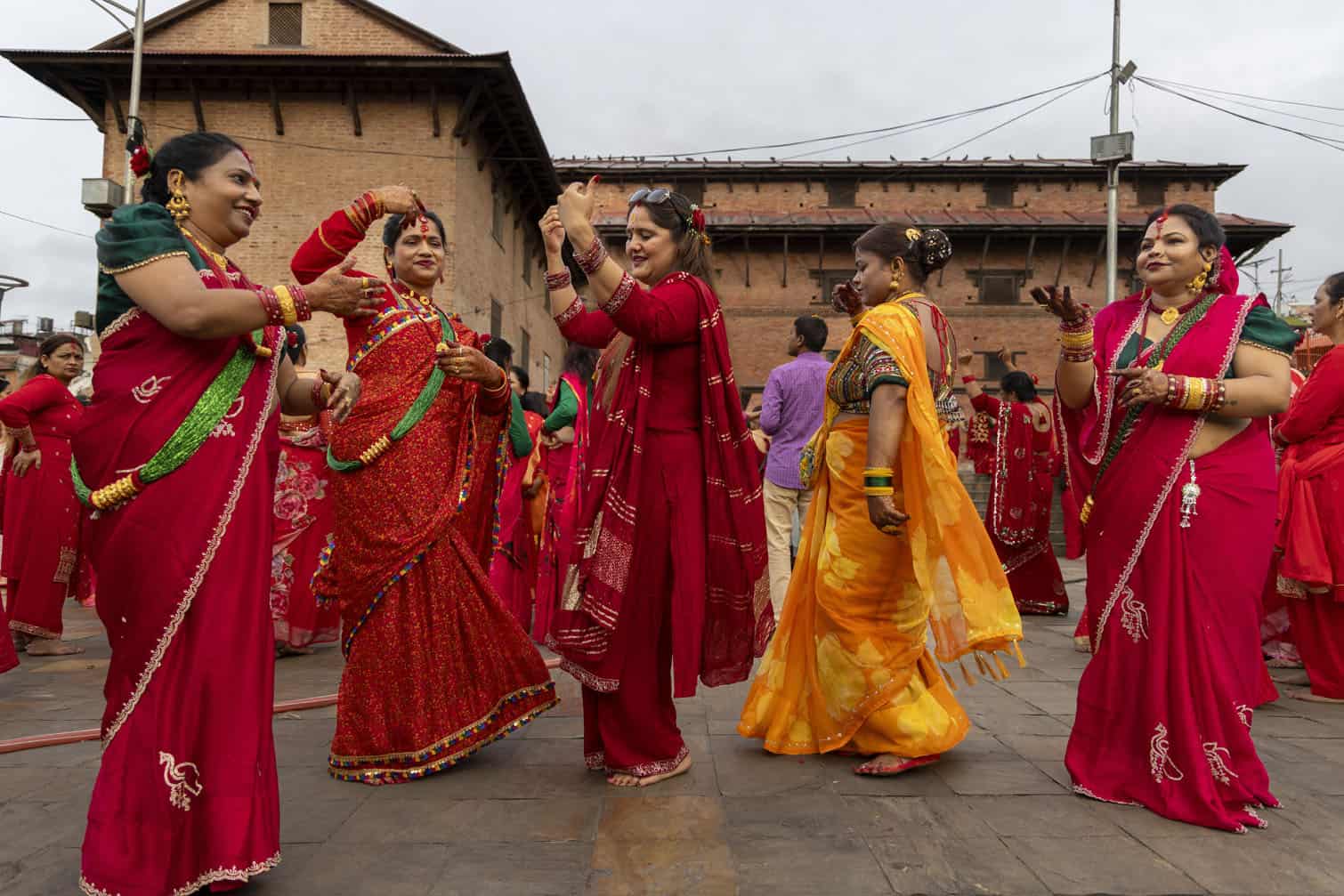Nepalese Hindu women celebrate Teej festival in Kathman