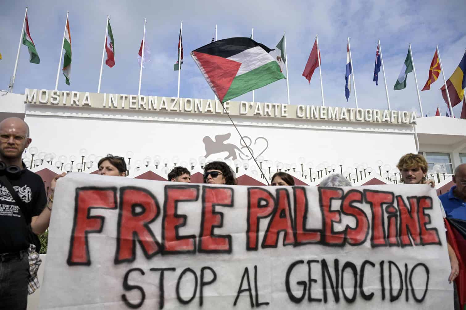 Protest in solidarity of Palestinians at 82nd Venice Film Festival