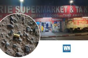 The scene of a shooting incident inside a supermarket