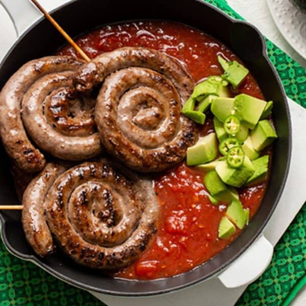 Boerewors with tomato shebo and avocado, Pcutre supplied