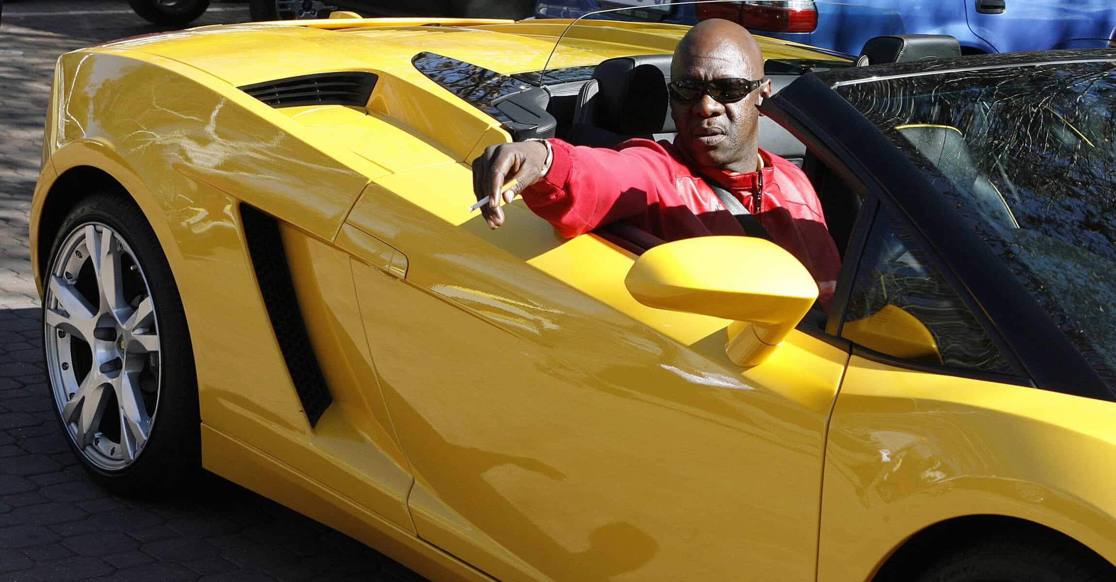 South African business tycoon, Mandla Mthembu showing off his new Lamborghini. Picture via Gallo Images/City Press/Khaya Ngwenya