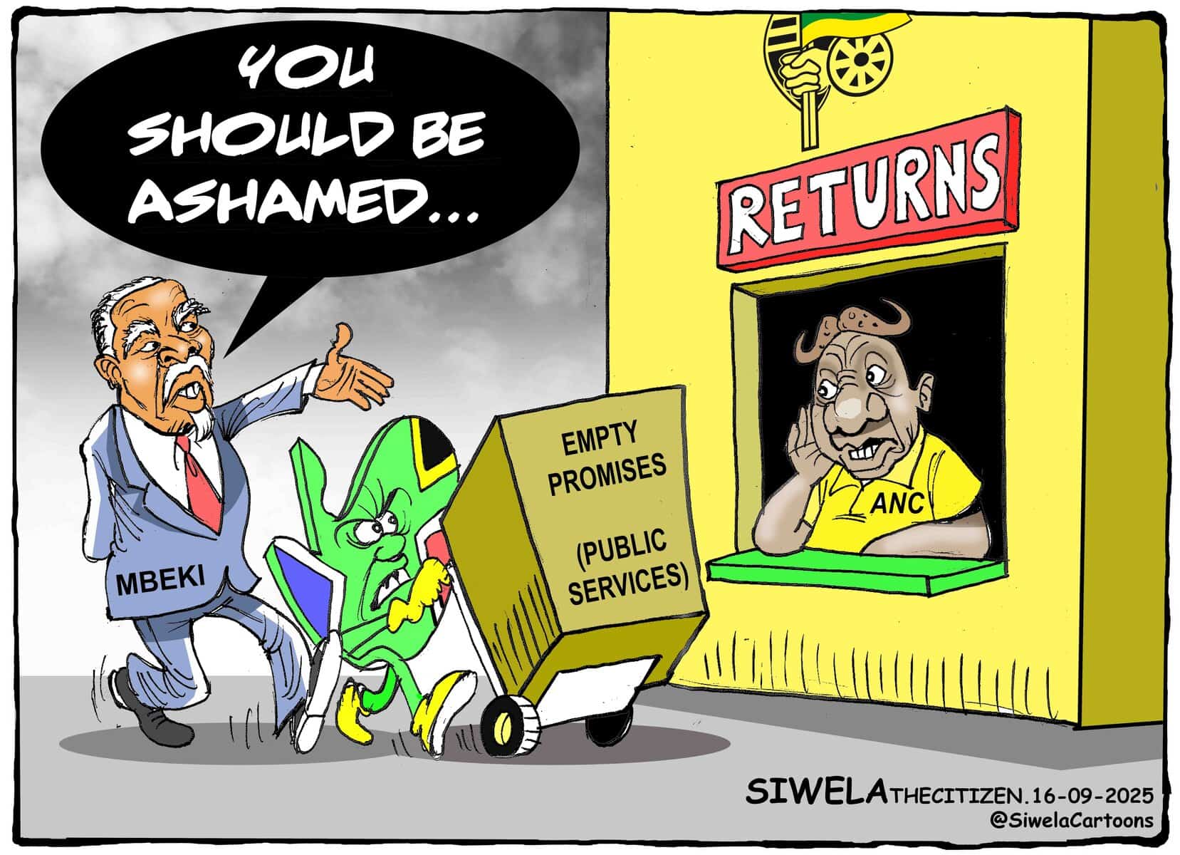 Cartoon service delivery Mbeki ANC government