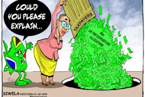 Cartoon of government officials wasting taxpayers' money